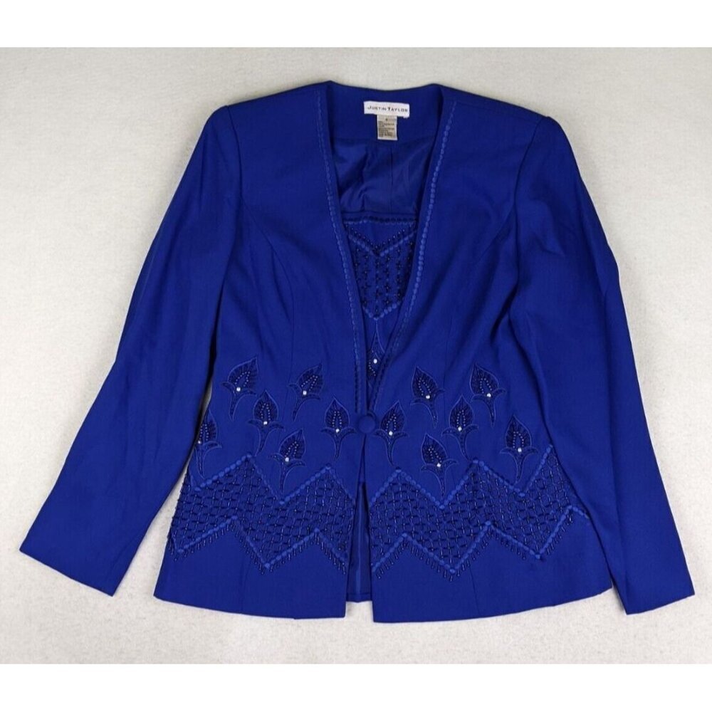 Justin Taylor Women's Blazer Size 8 Suit Jacket Embroidered Beaded